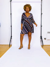 Load image into Gallery viewer, Chevron Print Y2K L*psy Wrap Dress (10-12UK)
