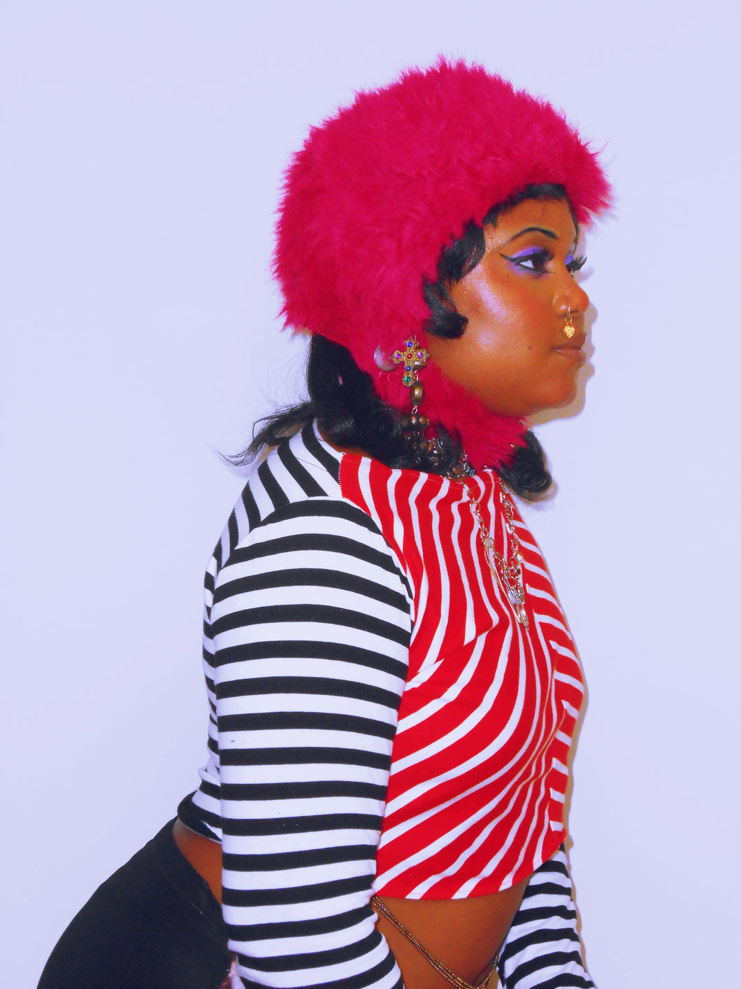 Hot Pink Furry Helmet Hat by Sooki Sooki Vintage (ONESIZE)